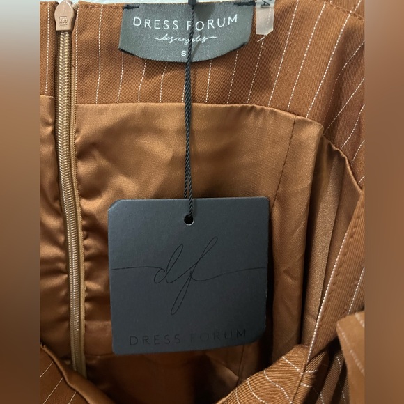 NEW Pin-Striped Midi Dress with Belt - Picture 5 of 5